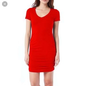 Michael Stars Ruched V-Neck Jersey Minidress XS